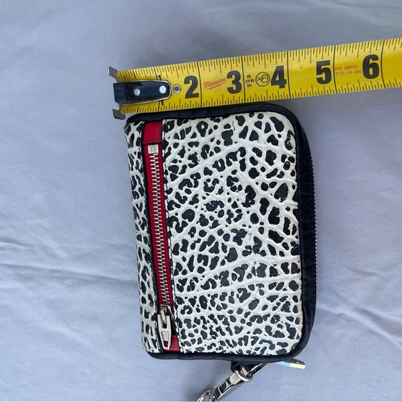 Alexander Wang Fumo Black White Red Embossed Leather Wristlet Zip Around Wallet - Picture 12 of 17